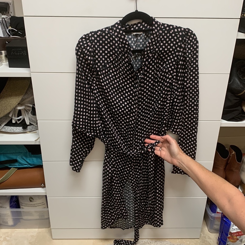 Joie shirt dolman sleeve dress with hidden front button down and self belt  NEW